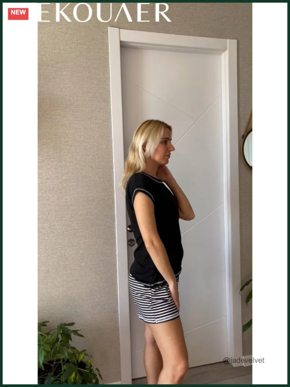 2-Piece Short Sleeve Pajama Set with Pockets Loungewear Sleepwear